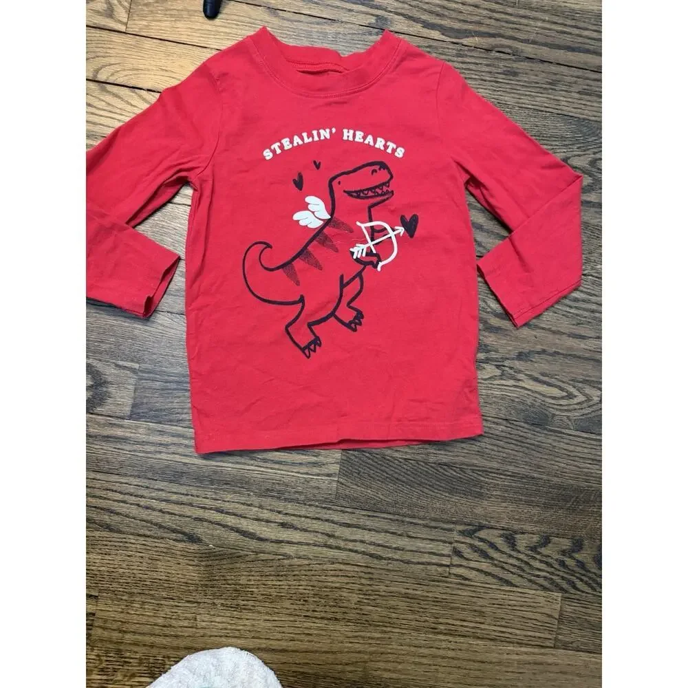 Valentines Dinosaur Long Sleeve Red Cotton Tshirt Carters Sz 4T